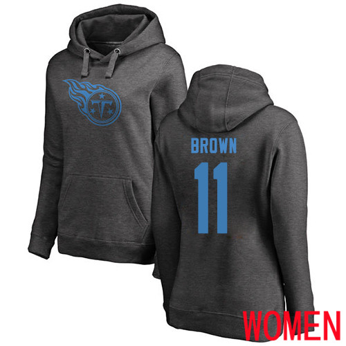 Tennessee Titans Ash Women A.J. Brown One Color NFL Football #11 Pullover Hoodie Sweatshirts